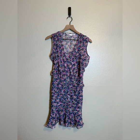 Veronica Beard‎ Cayson Floral Printed Ruffle Silk Mini Dress - Picture 2 of 7